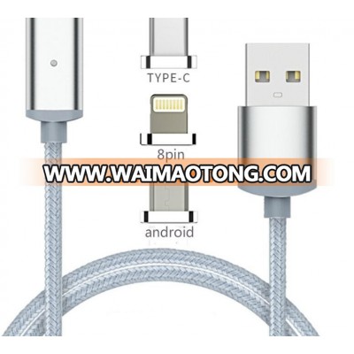 2 In 1 Metal Magnetic usb Charger Cable For Iphone And Android Braided Charging Cable holder For Iphone Samsung HTC LG